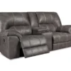 Stallion Gray Reclining Console Loveseat -Chic Furniture Store 810348639