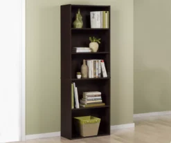 Dark Russet Brown 5-Shelf Bookcase -Chic Furniture Store 810367636 3