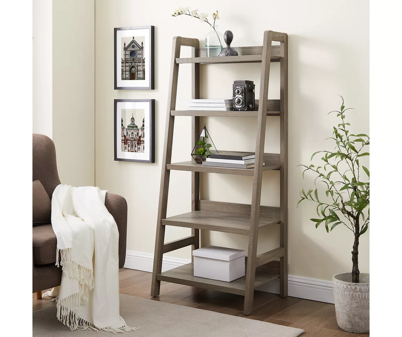 Margo Gray 5-Shelf Ladder Bookcase 3 Margo Gray 5-Shelf Ladder Bookcase