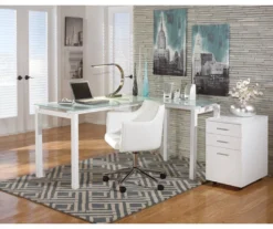 Baraga White L-Shaped Corner Desk -Chic Furniture Store 810389269 1