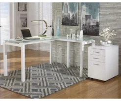 Baraga White L-Shaped Corner Desk -Chic Furniture Store 810389269 3