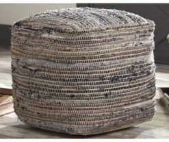 Absalom Natural Chenille Pouf -Chic Furniture Store 810389289 3