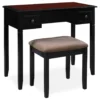Shirley Black Cherry Mirror Vanity Set With Stool -Chic Furniture Store 810389408 1
