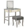 Betty Silver Mirror Vanity Set With Stool -Chic Furniture Store 810389504 1