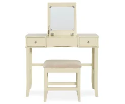 Caroline Cream Mirror Vanity Set With Stool -Chic Furniture Store 810389506 3