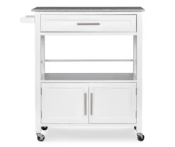 White Double Door Kitchen Cart With Granite Top -Chic Furniture Store 810389516 5