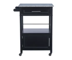 Ree Black Granite Top Kitchen Cart With Storage -Chic Furniture Store 810389519 A0 2