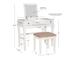 Martha Mirror Vanity Set With Stool -Chic Furniture Store 810389524 A8