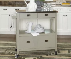 Gray Steel Top Kitchen Cart With Drawers 7 Gray Steel Top Kitchen Cart With Drawers -Chic Furniture Store 810389532 3