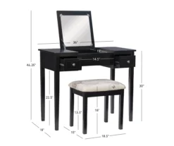 Black Butterfly Mirror Vanity Set With Stool -Chic Furniture Store 810389539 A8
