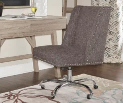 Charcoal Gray Square Back Office Chair With Nailhead Trim -Chic Furniture Store 810389623 1