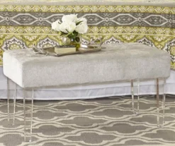 Marie Platinum Padded Glam Acrylic Bench -Chic Furniture Store 810389624 1 1
