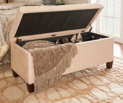 Erin Beige Padded Shoe Storage Ottoman -Chic Furniture Store 810389630 4