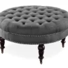 Claire Charcoal Round French Country Ottoman