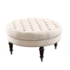 Claire Cream Round French Country Ottoman -Chic Furniture Store 810389634 1