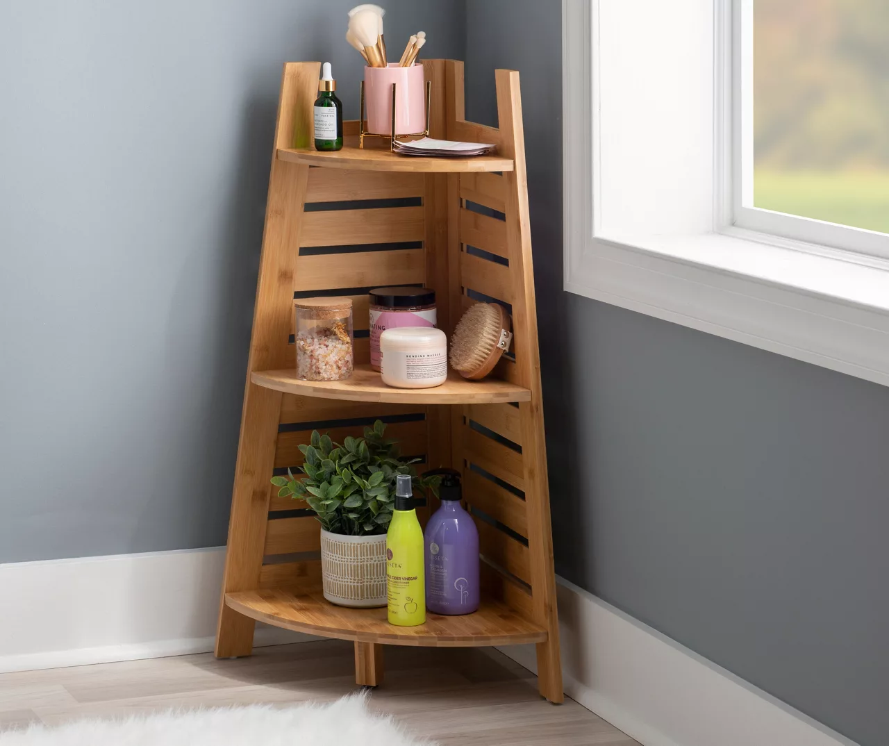 Pierce Bamboo 3-Tier Corner Shelf 4 Pierce Bamboo 3-Tier Corner Shelf - Image 2