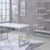 Alize White & Chrome Geometric Bookcase -Chic Furniture Store 810422877 810422878