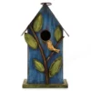 Blue Distressed Bird & Leaf Birdhouse -Chic Furniture Store 810429018