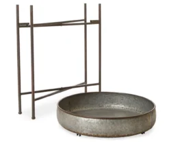 25" Farmhouse Shallow Galvanized Metal Shelf With Folding Stand -Chic Furniture Store 810429049 2