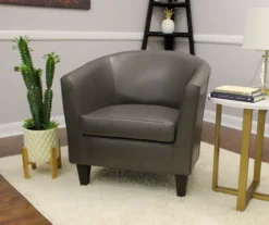Windko Gray Faux Leather Tub Chair 9 Windko Gray Faux Leather Tub Chair -Chic Furniture Store 810429853 2