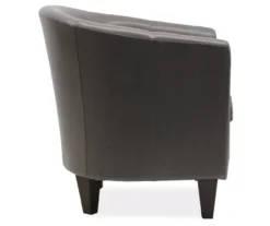 Windko Gray Faux Leather Tub Chair 8 Windko Gray Faux Leather Tub Chair -Chic Furniture Store 810429853 3