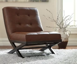 Sidewinder Brown Faux Leather Accent Chair -Chic Furniture Store 810431434