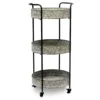 Whitewash Round Metal Tray 3-Tier Rolling Cart -Chic Furniture Store 810450733 2