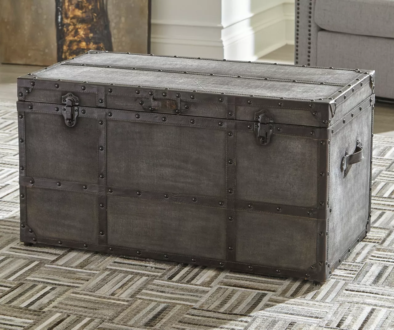 Amsel Gray Storage Trunk 4 Amsel Gray Storage Trunk - Image 2
