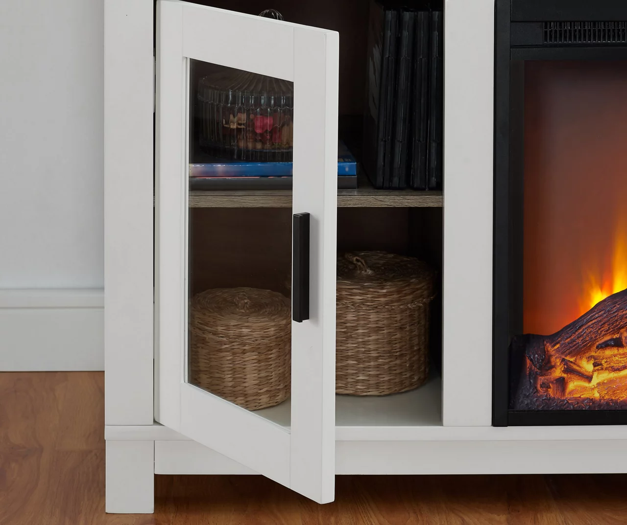 54" Bridgeport White Glass Door Electric Fireplace Console 5 54" Bridgeport White Glass Door Electric Fireplace Console - Image 3