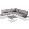 White 6-Piece Aluminum Cushioned Patio Sectional & Coffee Table Set -Chic Furniture Store 810477587
