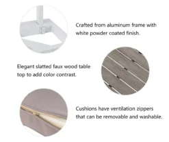 White 6-Piece Aluminum Cushioned Patio Sectional & Coffee Table Set -Chic Furniture Store 810477587 3