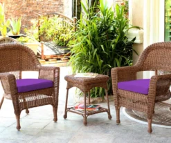Honey 3-Piece Cushioned Patio All-Weather Wicker Chat Set -Chic Furniture Store 810478171
