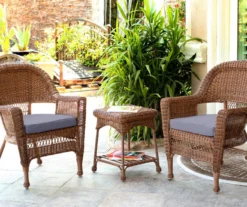 Honey 3-Piece Cushioned Patio All-Weather Wicker Chat Set -Chic Furniture Store 810478173