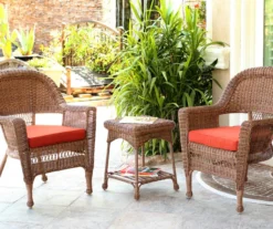 Honey 3-Piece Cushioned Patio All-Weather Wicker Chat Set -Chic Furniture Store 810478180