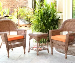 Honey 3-Piece Cushioned Patio All-Weather Wicker Chat Set -Chic Furniture Store 810478182