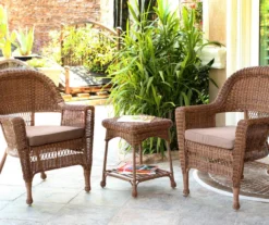 Honey 3-Piece Cushioned Patio All-Weather Wicker Chat Set -Chic Furniture Store 810478183