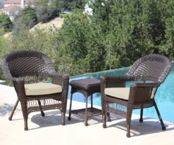 Espresso 3-Piece Cushioned Patio All-Weather Wicker Chat Set -Chic Furniture Store 810478208