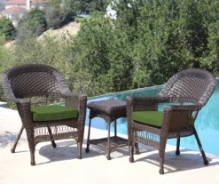 Espresso 3-Piece Cushioned Patio All-Weather Wicker Chat Set -Chic Furniture Store 810478209