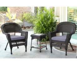 Espresso 3-Piece Cushioned Patio All-Weather Wicker Chat Set -Chic Furniture Store 810478210 1