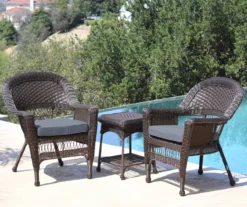 Espresso 3-Piece Cushioned Patio All-Weather Wicker Chat Set -Chic Furniture Store 810478210