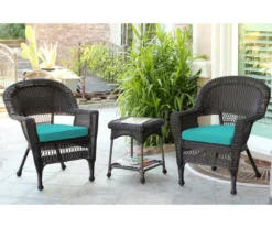 Espresso 3-Piece Cushioned Patio All-Weather Wicker Chat Set -Chic Furniture Store 810478261 1