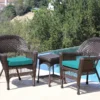 Espresso 3-Piece Cushioned Patio All-Weather Wicker Chat Set -Chic Furniture Store 810478261