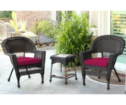 Espresso 3-Piece Cushioned Patio All-Weather Wicker Chat Set -Chic Furniture Store 810478263 1