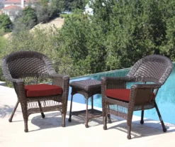 Espresso 3-Piece Cushioned Patio All-Weather Wicker Chat Set -Chic Furniture Store 810478263