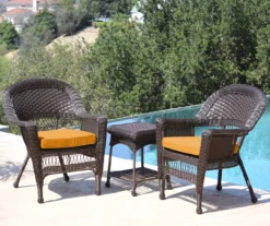 Espresso 3-Piece Cushioned Patio All-Weather Wicker Chat Set -Chic Furniture Store 810478265