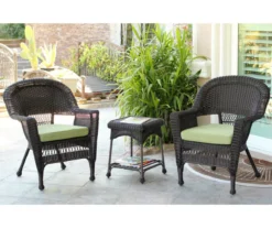 Espresso 3-Piece Cushioned Patio All-Weather Wicker Chat Set -Chic Furniture Store 810478266 1
