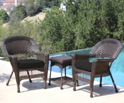 Espresso 3-Piece Cushioned Patio All-Weather Wicker Chat Set -Chic Furniture Store 810478268