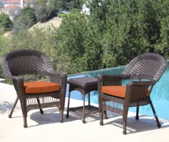 Espresso 3-Piece Cushioned Patio All-Weather Wicker Chat Set -Chic Furniture Store 810478269