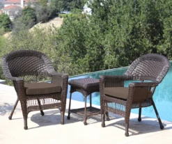 Espresso 3-Piece Cushioned Patio All-Weather Wicker Chat Set -Chic Furniture Store 810478271