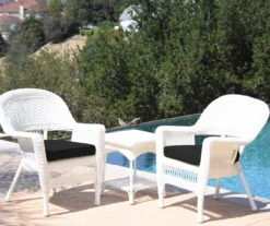White 3-Piece Cushioned Patio All-Weather Wicker Chat Set -Chic Furniture Store 810478396